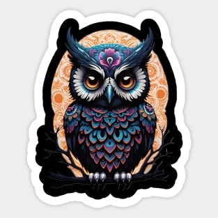 Owl Dia De Los Muertos Sticker